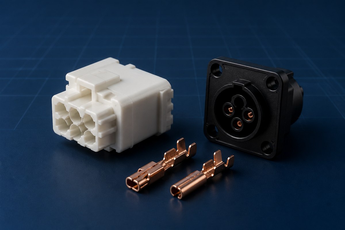 Representative connector housings and copper terminals